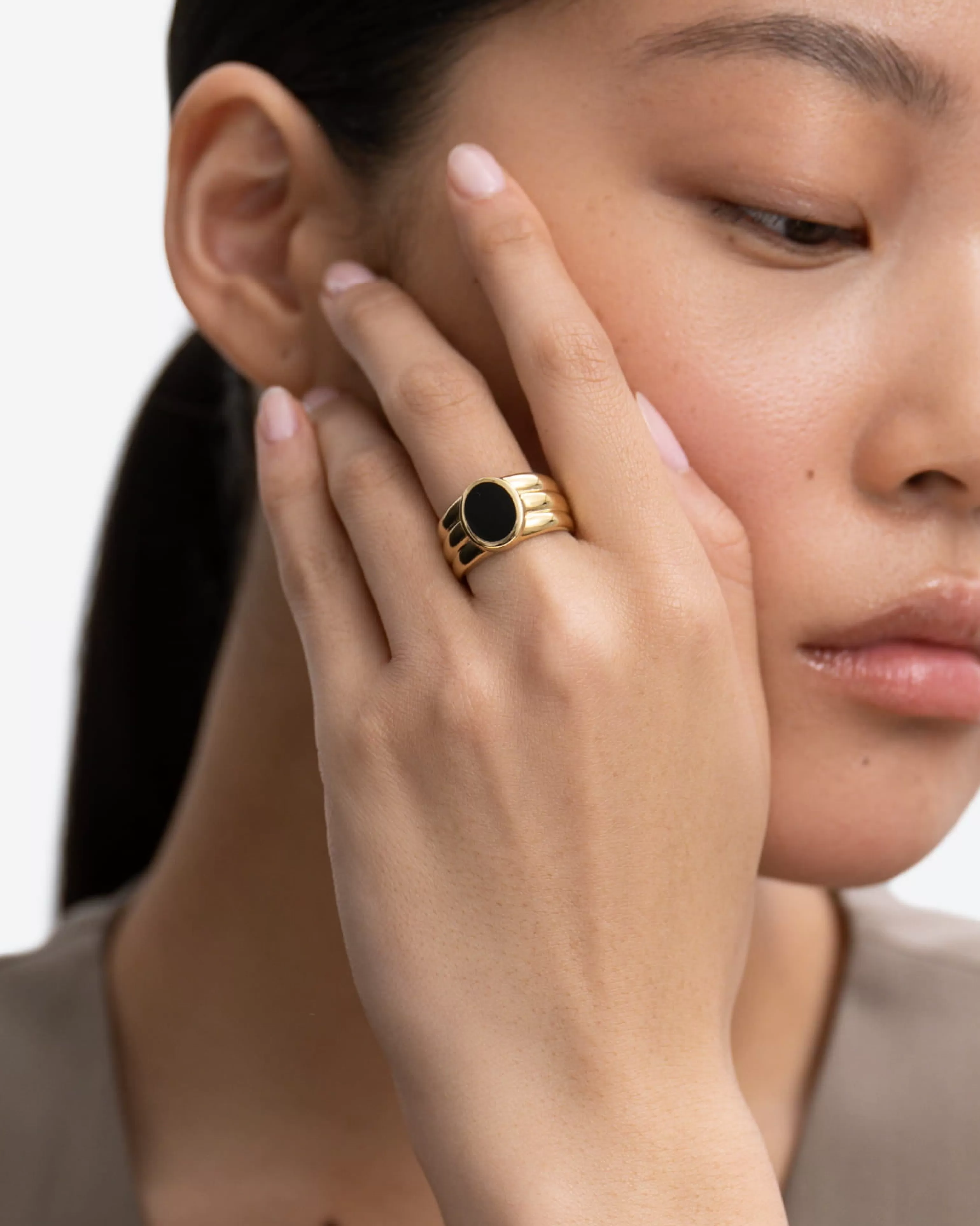 Gemstones | Statement^BRUNA The Label Benevento Onyx Ring 18k Gold Vermeil & Gemstones