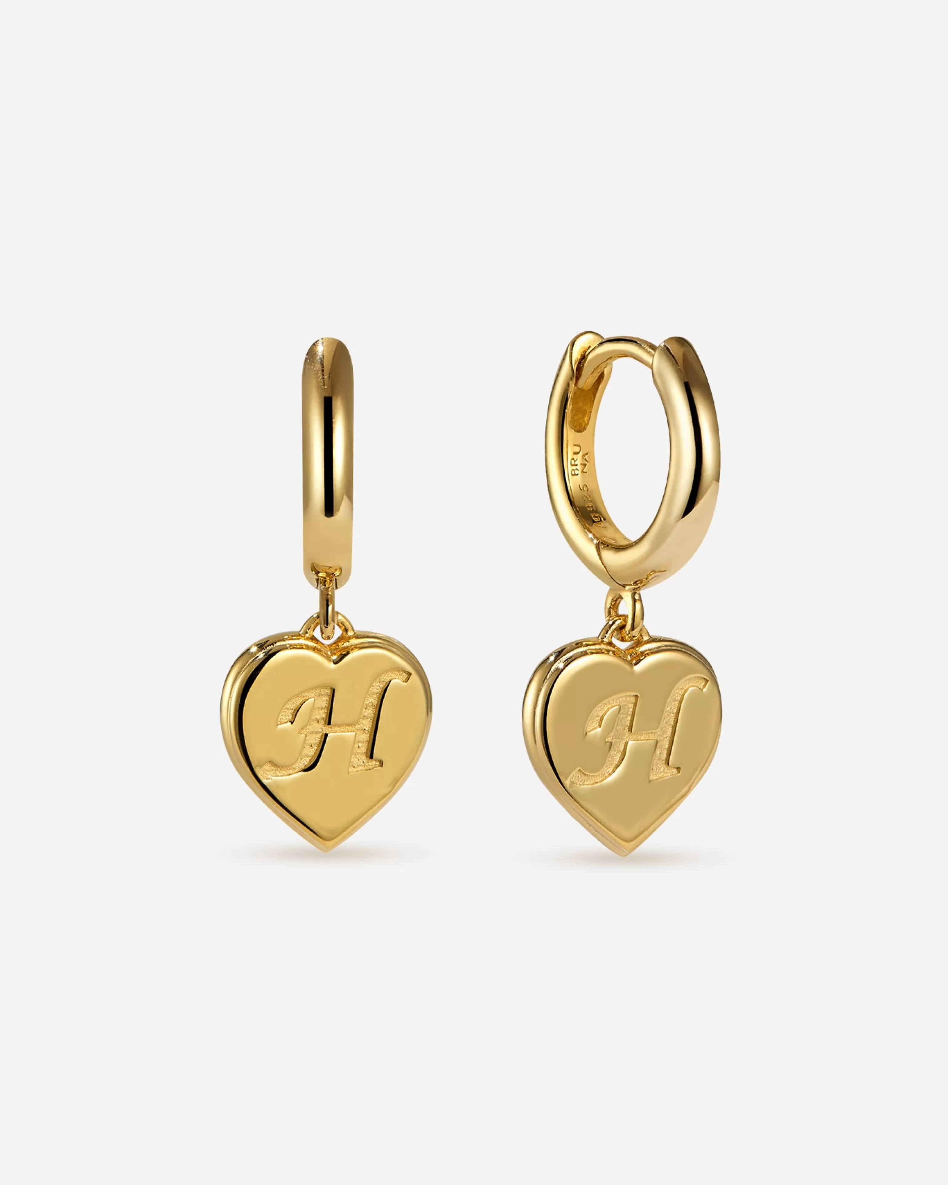 Charm Hoops^BRUNA The Label Bisous Letter Mini Hoops 18k Gold Vermeil