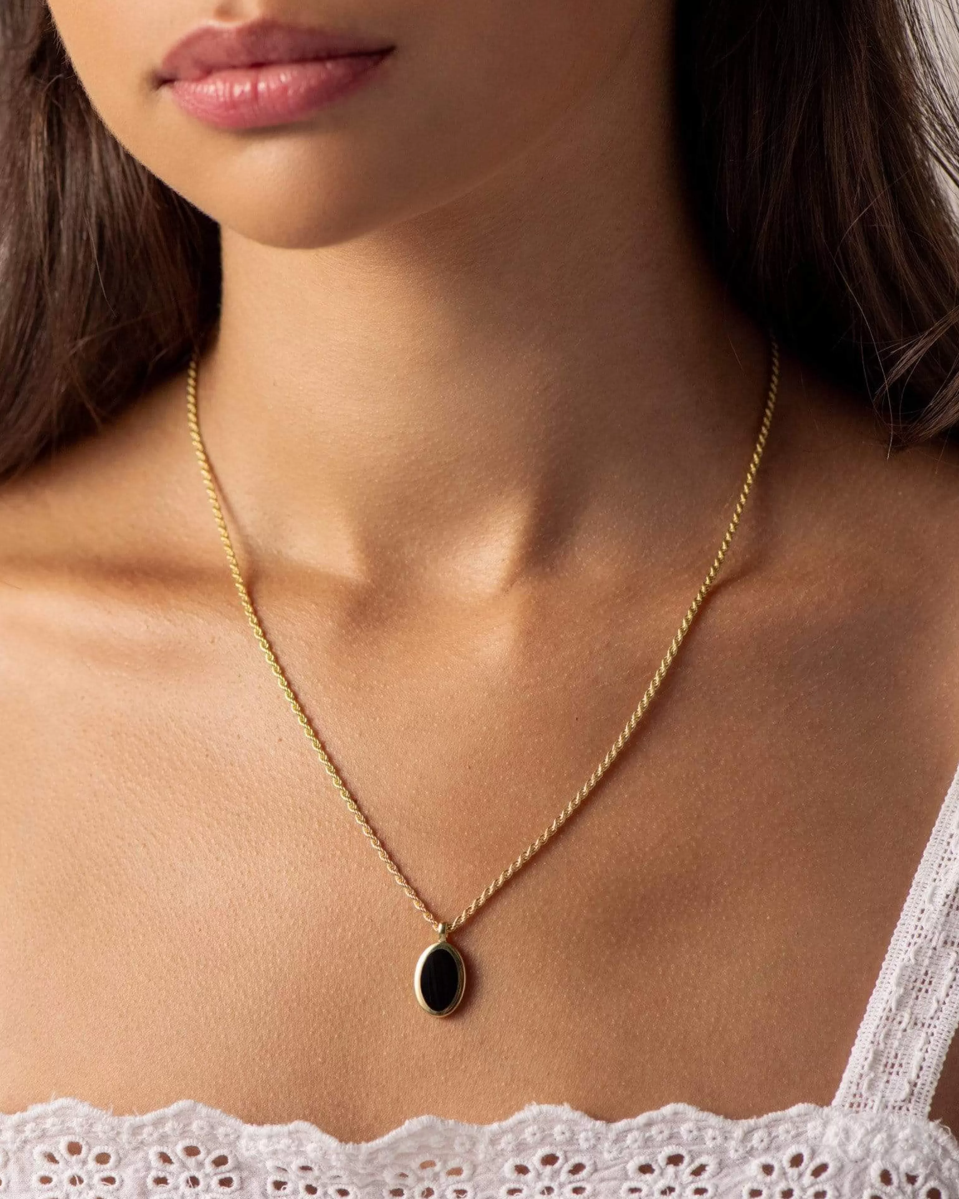 Pendants^BRUNA The Label Como Onyx Necklace 18k Gold Vermeil & Gemstones