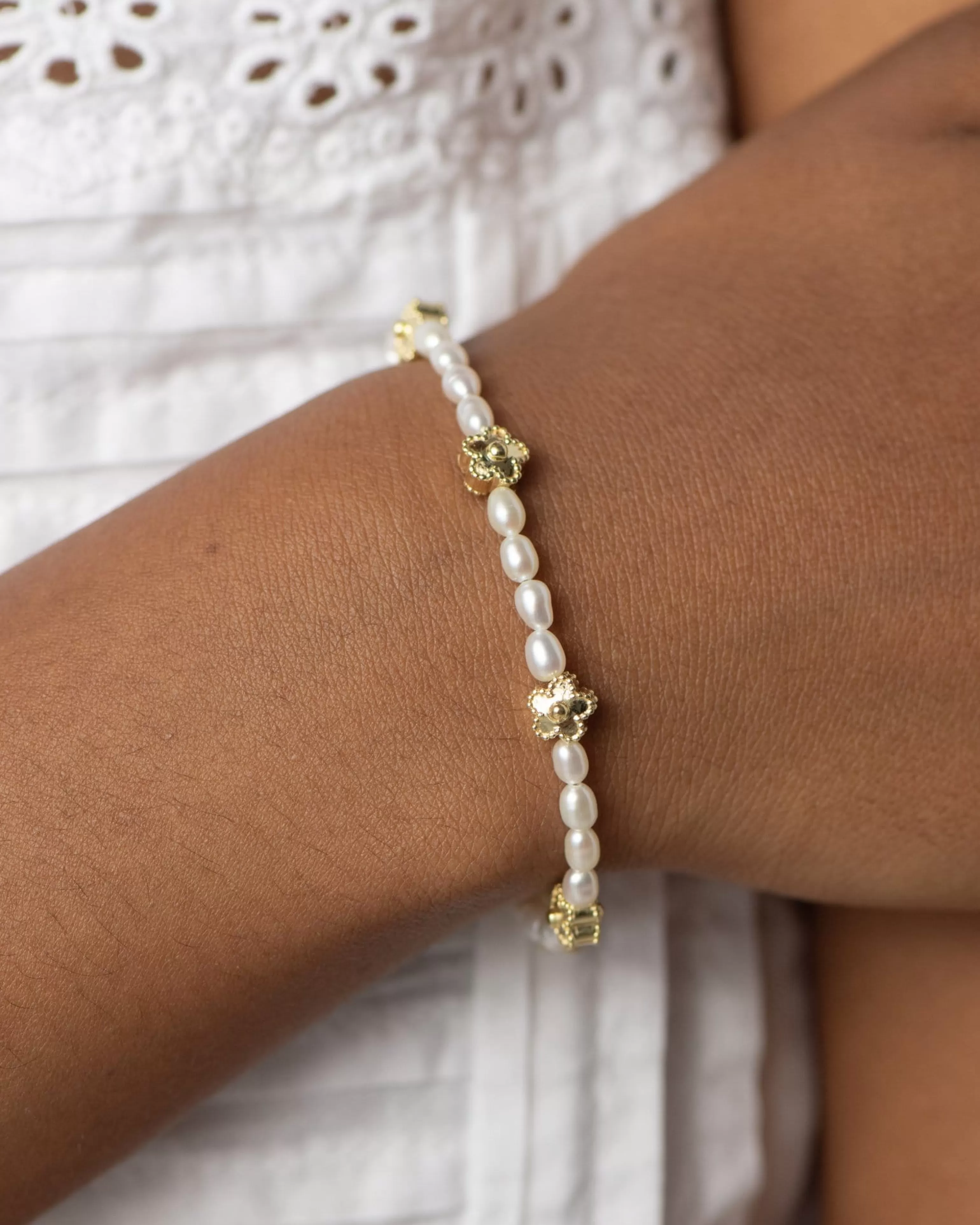 Pearls^BRUNA The Label Fiore Bracelet 18k Gold Vermeil & Pearls