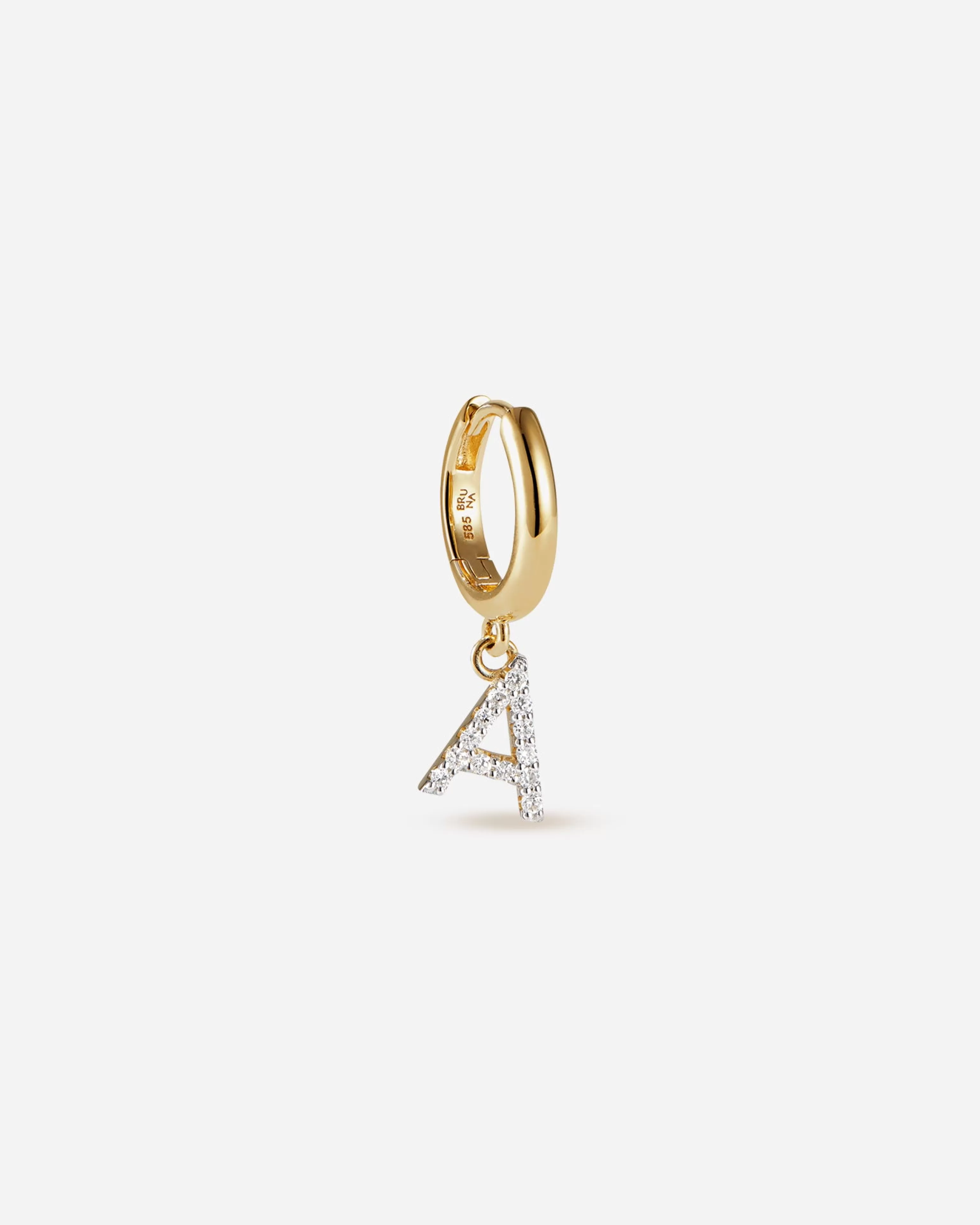 Charm Hoops | Hoops^BRUNA The Label Lab-Grown Diamond Letter Hoop 14k Yellow Gold & Laboratory-grown Diamonds