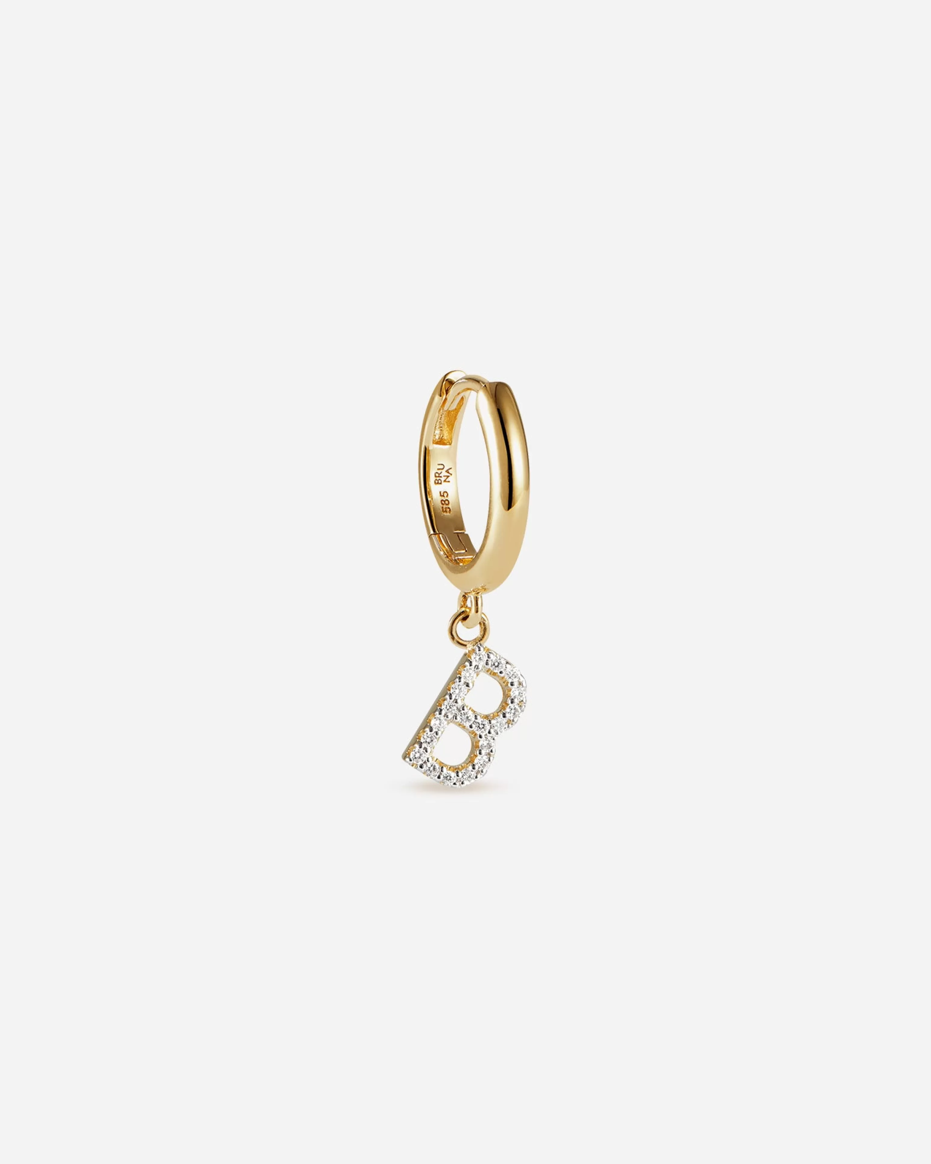 Charm Hoops | Hoops^BRUNA The Label Lab-Grown Diamond Letter Hoop 14k Yellow Gold & Laboratory-grown Diamonds