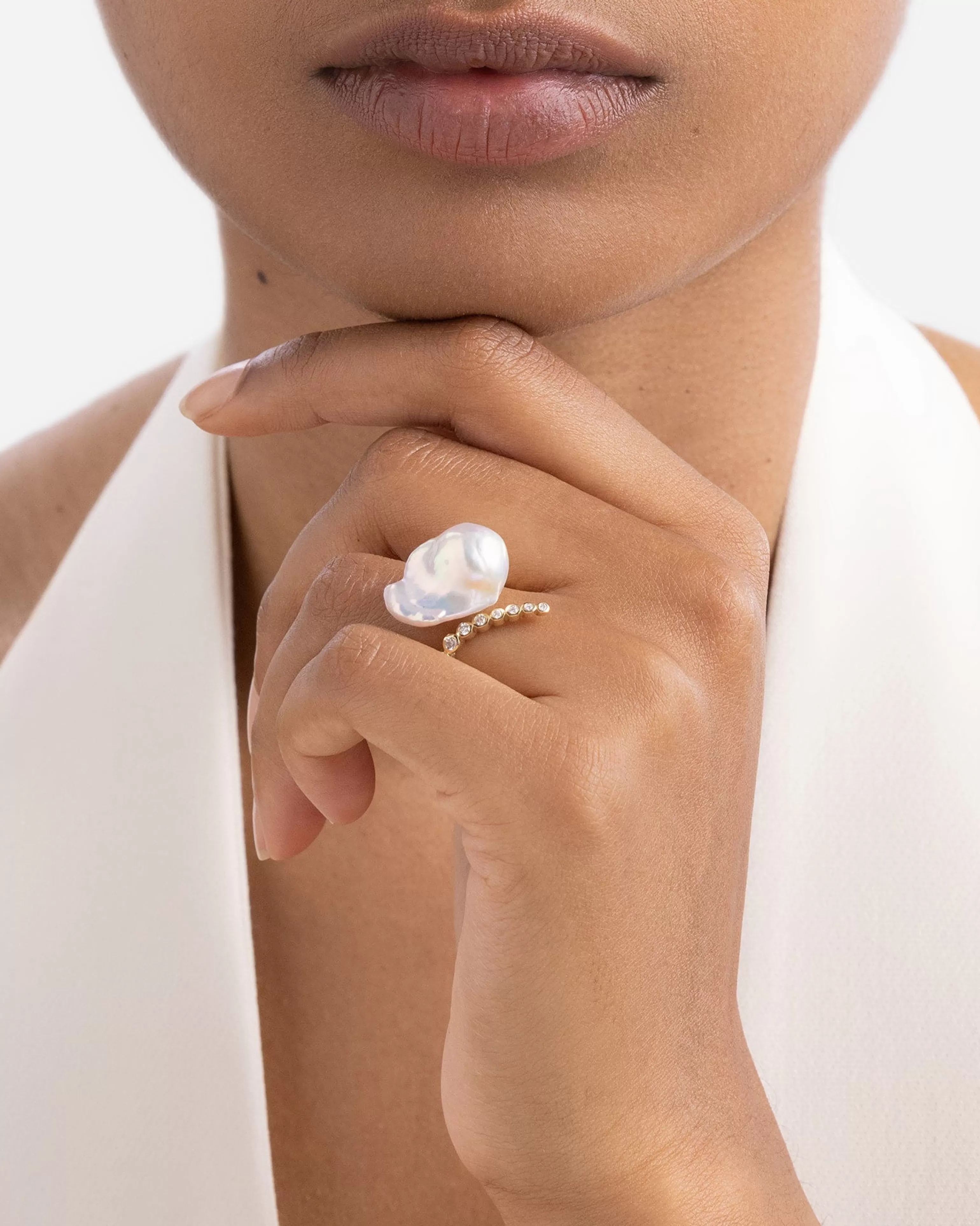 Stacking Rings | Pearls^BRUNA The Label Pamplona Ring 14k Yellow Gold & Laboratory-grown Diamonds